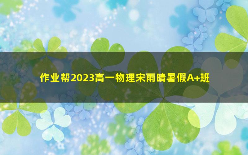 作业帮2023高一物理宋雨晴暑假A+班 