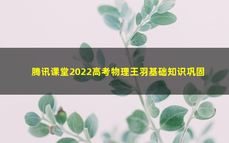 腾讯课堂2022高考物理王羽基础知识巩固卷 