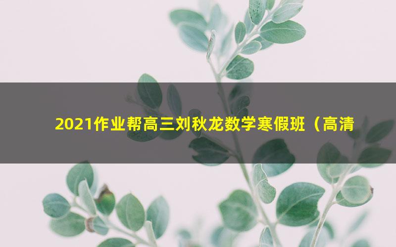 2021作业帮高三刘秋龙数学寒假班（高清视频）