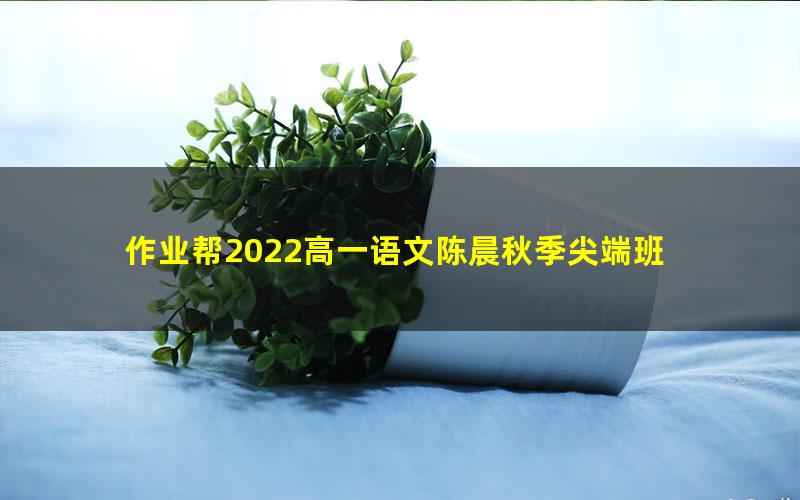 作业帮2022高一语文陈晨秋季尖端班 