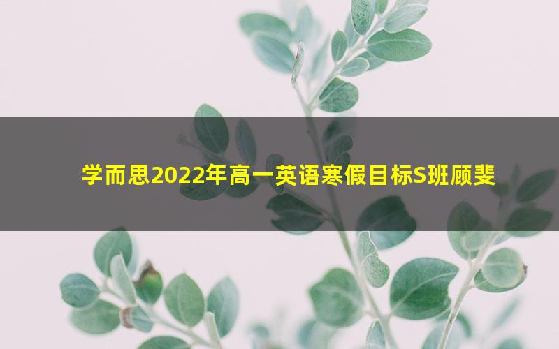 学而思2022年高一英语寒假目标S班顾斐（完结）