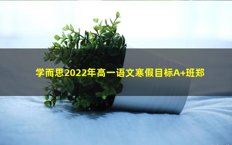 学而思2022年高一语文寒假目标A+班郑会英（完结）