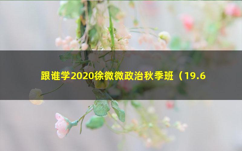 跟谁学2020徐微微政治秋季班（19.6G高清视频）