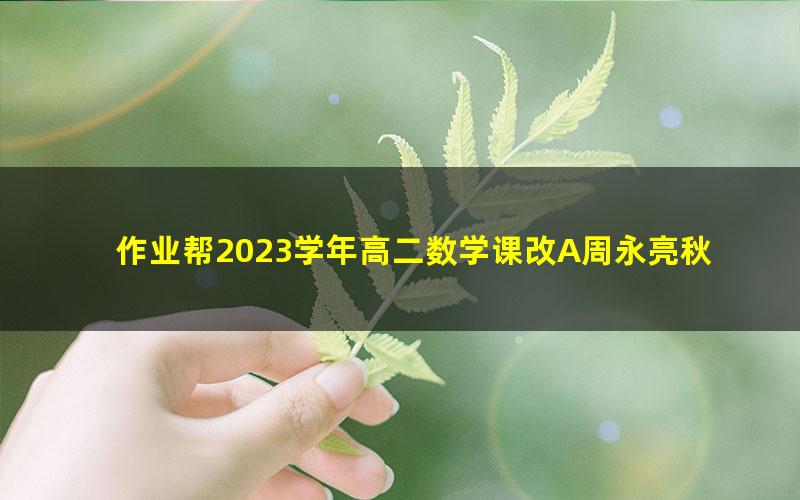 作业帮2023学年高二数学课改A周永亮秋季A+班 