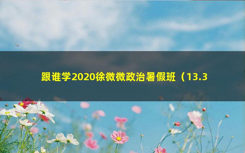 跟谁学2020徐微微政治暑假班（13.3G高清视频）