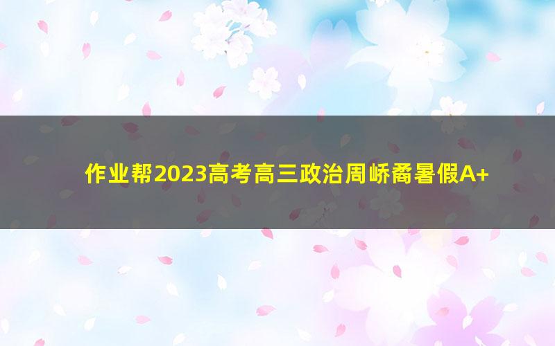 作业帮2023高考高三政治周峤矞暑假A+班 