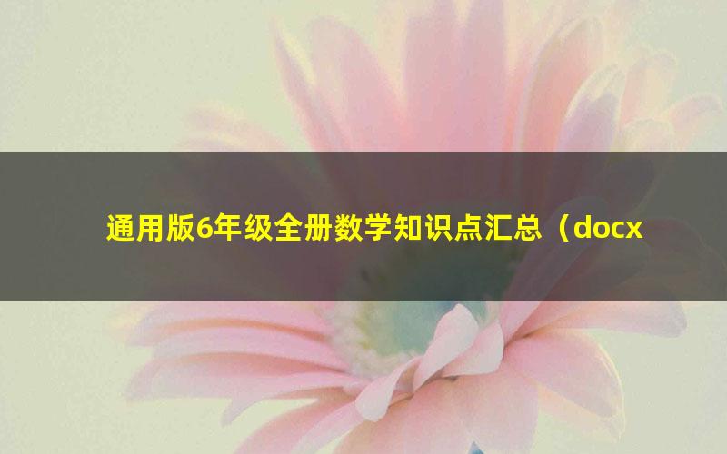 通用版6年级全册数学知识点汇总（docx文档）