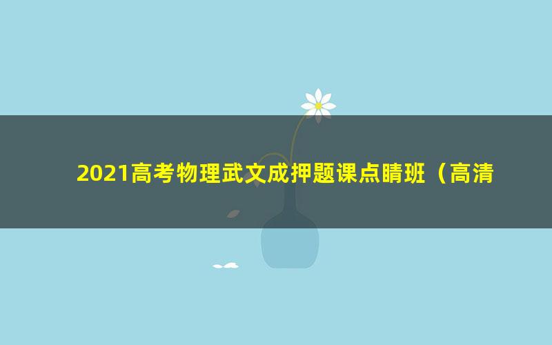 2021高考物理武文成押题课点睛班（高清视频）