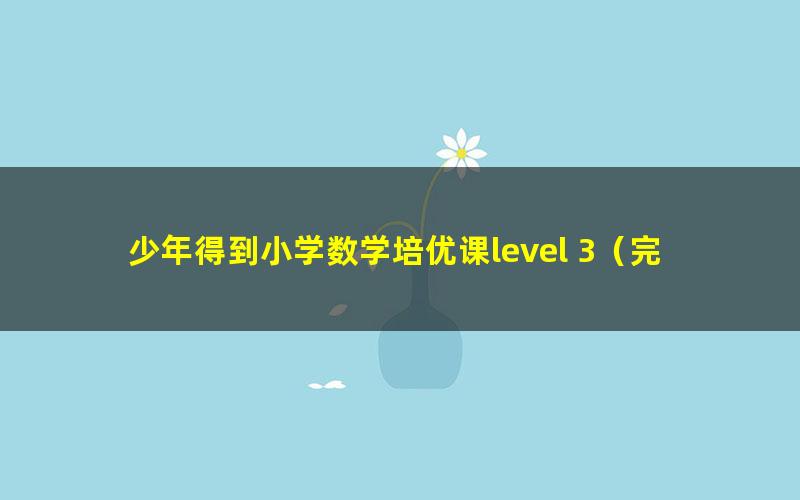 少年得到小学数学培优课level 3（完结）