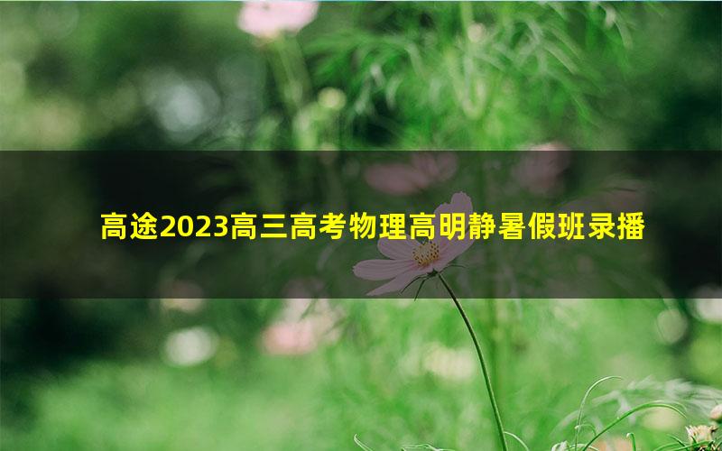 高途2023高三高考物理高明静暑假班录播课（知识切片）