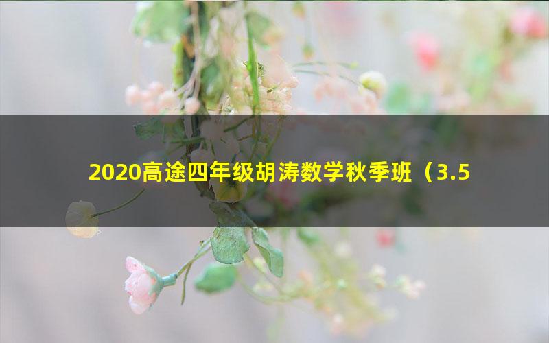 2020高途四年级胡涛数学秋季班（3.56G高清视频）