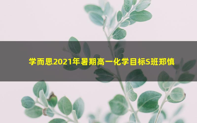 学而思2021年暑期高一化学目标S班郑慎捷（2022学年）（完结）（16.6G高清视频）