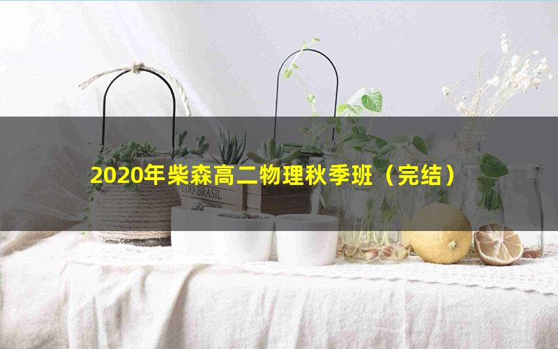 2020年柴森高二物理秋季班（完结）