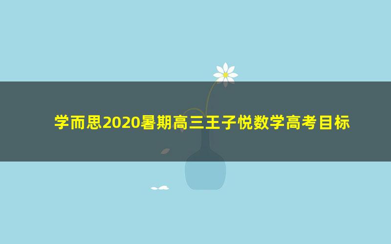 学而思2020暑期高三王子悦数学高考目标140+直播班（完结）（3.48G高清视频）