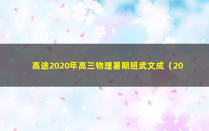 高途2020年高三物理暑期班武文成（2021版7.79G高清视频）