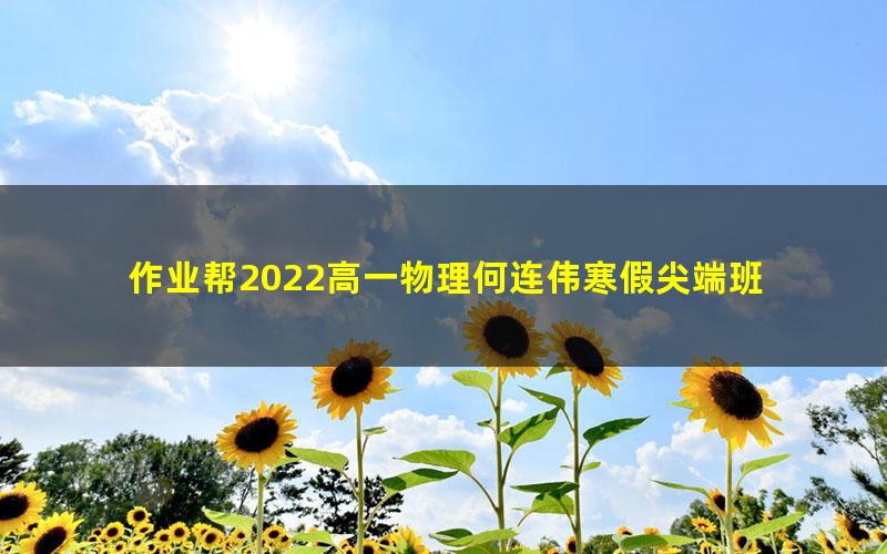 作业帮2022高一物理何连伟寒假尖端班 