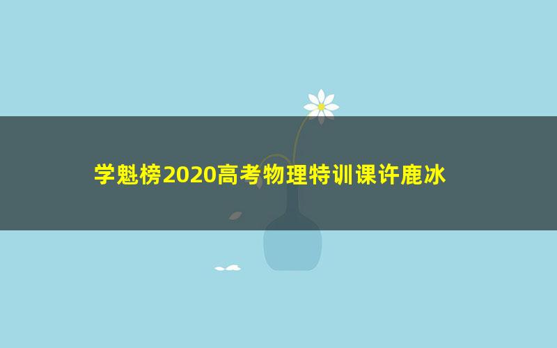 学魁榜2020高考物理特训课许鹿冰 