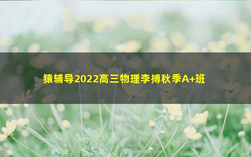 猿辅导2022高三物理李搏秋季A+班 