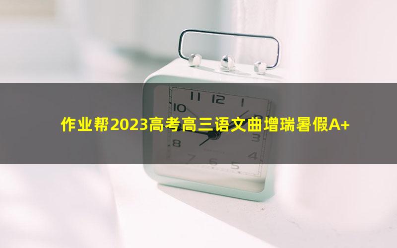 作业帮2023高考高三语文曲增瑞暑假A+班 