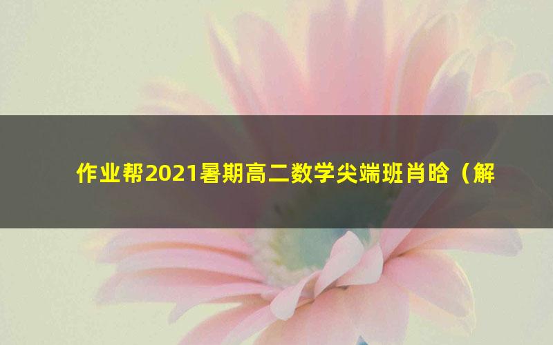 作业帮2021暑期高二数学尖端班肖晗（解析几何）（完结）（8.60G高清视频）