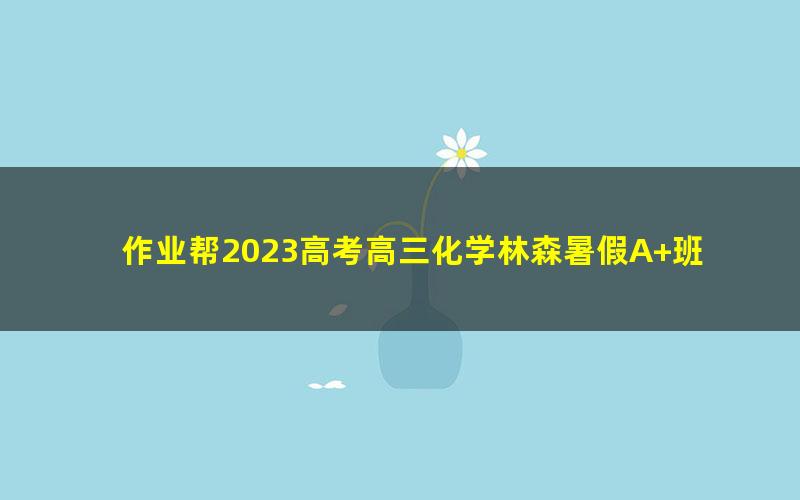 作业帮2023高考高三化学林森暑假A+班 