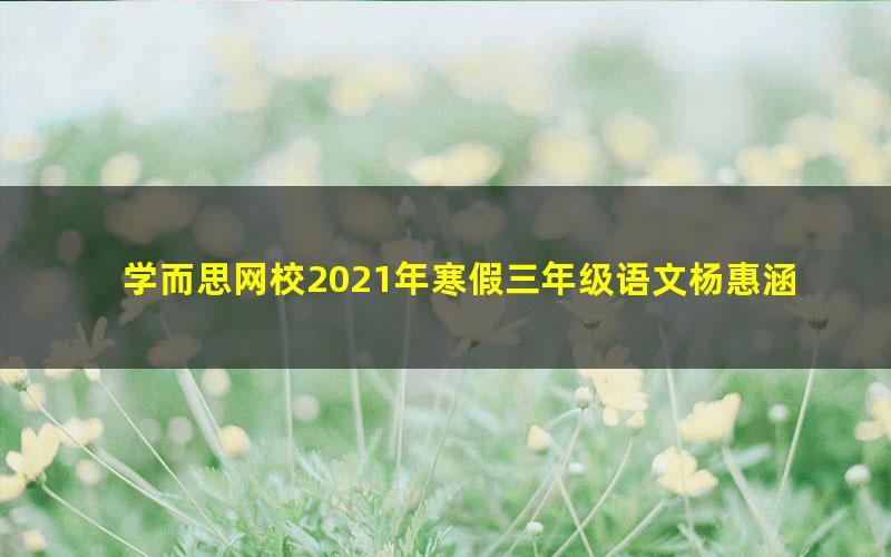 学而思网校2021年寒假三年级语文杨惠涵（完结）（2.89G高清视频）