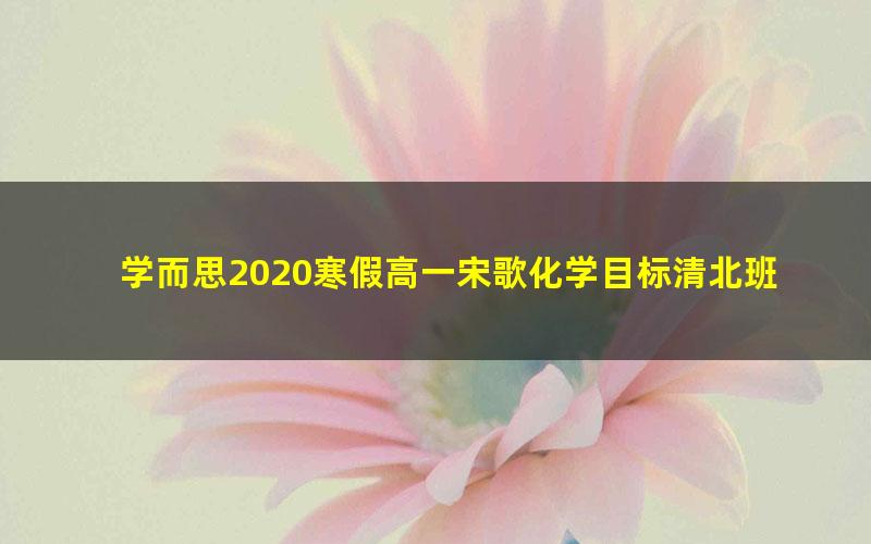 学而思2020寒假高一宋歌化学目标清北班直播（江苏）（完结）（2.66G高清视频）