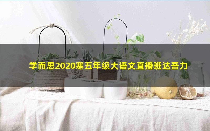 学而思2020寒五年级大语文直播班达吾力江（完结）（高清视频）