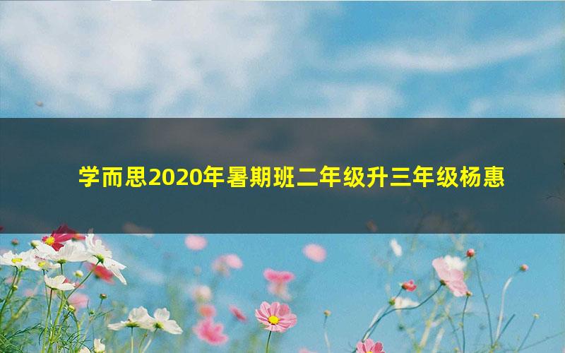 学而思2020年暑期班二年级升三年级杨惠涵大语文直播班（高清视频）