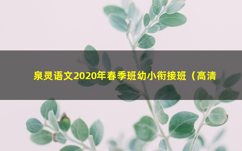 泉灵语文2020年春季班幼小衔接班（高清视频）