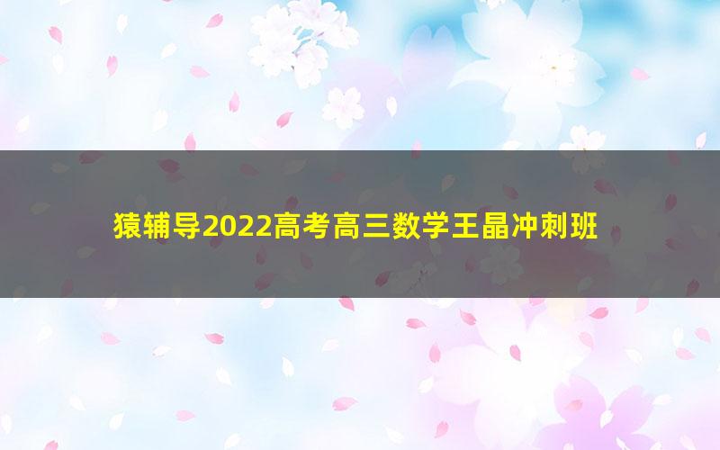 猿辅导2022高考高三数学王晶冲刺班 