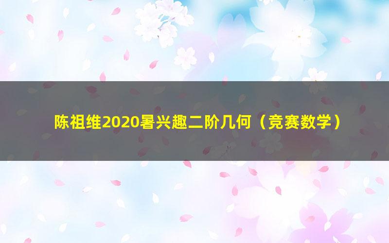 陈祖维2020暑兴趣二阶几何（竞赛数学）（14讲）