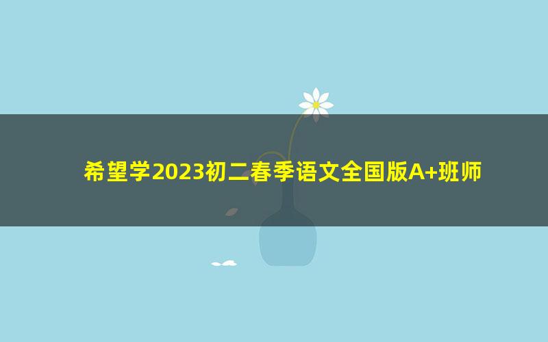 希望学2023初二春季语文全国版A+班师剑锋（上部完结）