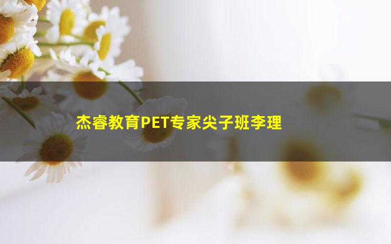 杰睿教育PET专家尖子班李理 