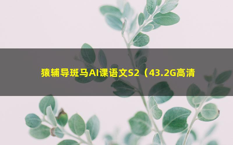 猿辅导斑马AI课语文S2（43.2G高清视频）