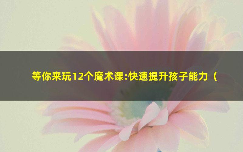 等你来玩12个魔术课:快速提升孩子能力（高清完结打包）