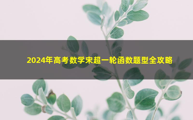 2024年高考数学宋超一轮函数题型全攻略（第一章-第六章）（高三）（2.80G高清视频）