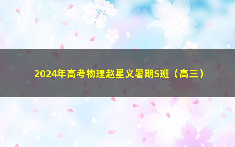 2024年高考物理赵星义暑期S班（高三）（3.79G高清视频）