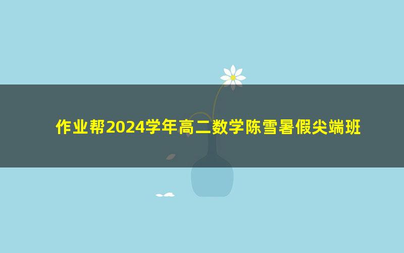 作业帮2024学年高二数学陈雪暑假尖端班（6.59G高清视频）