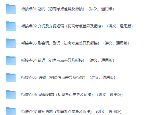 2026秋学期-初高考点差异衔接-英语（夸克网盘）