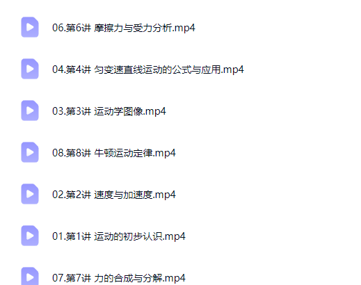 2027高中高一物理 张雯 一轮暑假班