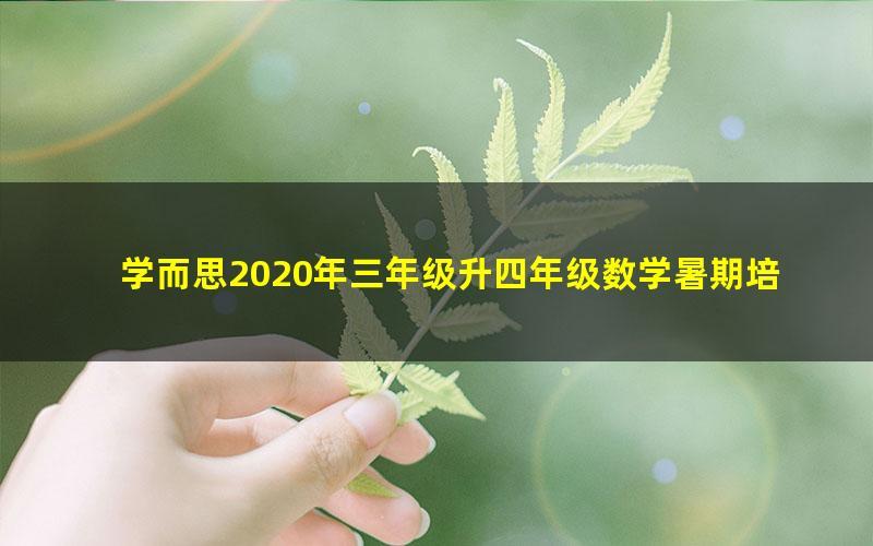 学而思2020年三年级升四年级数学暑期培优班（勤思在线-王睿）（高清视频）