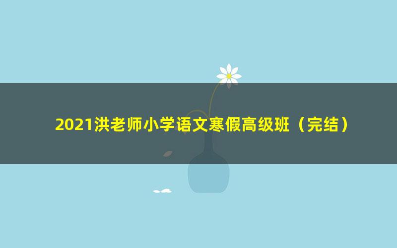 2021洪老师小学语文寒假高级班（完结）（9.13G高清视频）