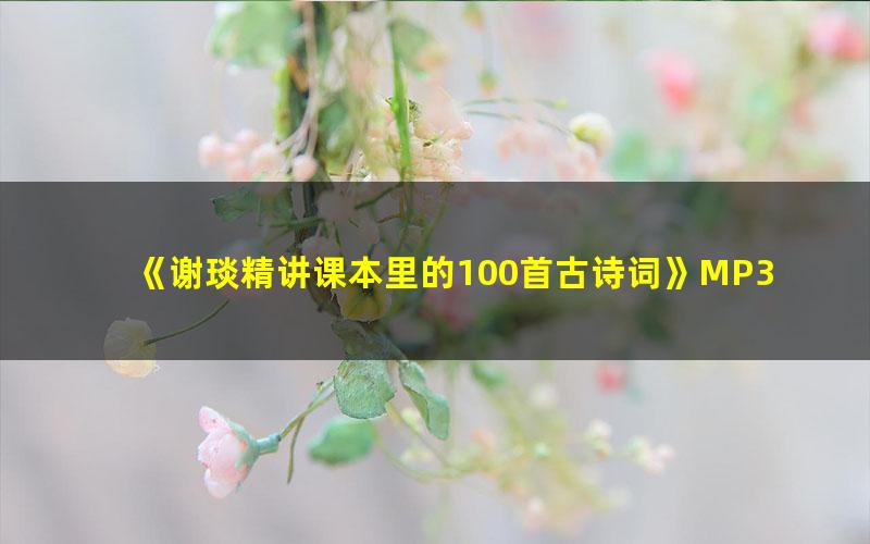 《谢琰精讲课本里的100首古诗词》MP3音频格式 下载