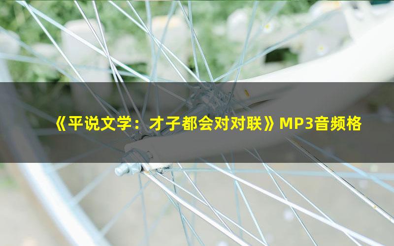 《平说文学：才子都会对对联》MP3音频格式 下载