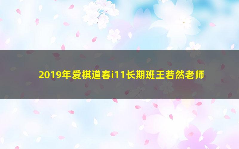 2019年爱棋道春i11长期班王若然老师（围棋32课时+4课复习课）（超清视频）