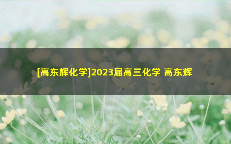 [高东辉化学]2023届高三化学 高东辉高考化学一轮全体系规划学习卡（服务规划）