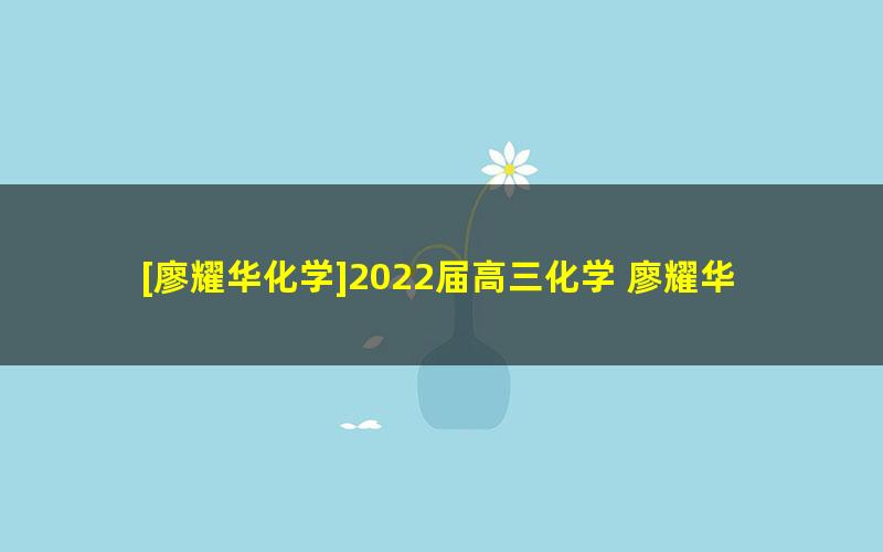 [廖耀华化学]2022届高三化学 廖耀华高考化学A+班一轮复习-2021年暑假班