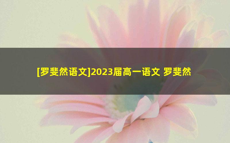 [罗斐然语文]2023届高一语文 罗斐然高一语文系统班-2023年春季班