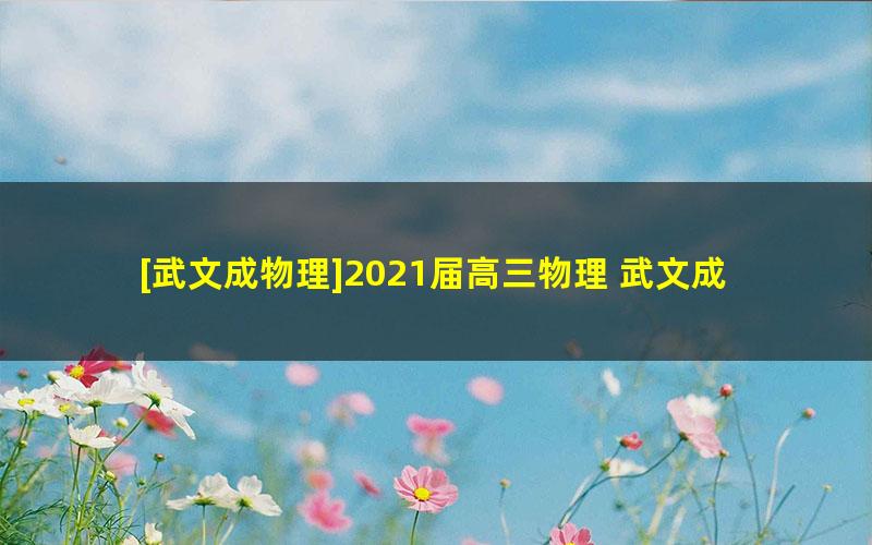 [武文成物理]2021届高三物理 武文成高考物理一轮复习-2021年春季班